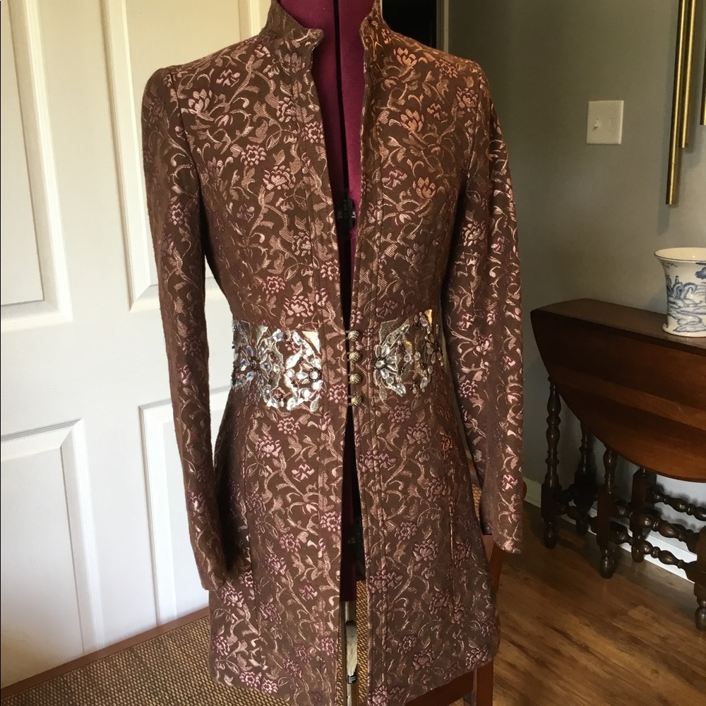 Arden B Long Blazer Brown Sequins & Rhinestones